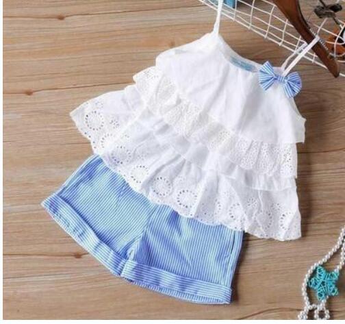 Girls' Summer Clothing Set – Big Bow T-Shirt & Shorts for Kids