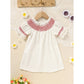 Infant Baby Girl Valentine’s Day Dress – White Lace Short Sleeve Party Dress with Red Embroidery