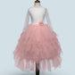 Girls White Princess Dress – Long Sleeve Lace Hollow Skirt | Autumn & Winter Irregular Dress for Kids