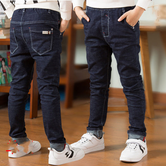 Boys’ Fleece-Lined Jeans – Warm Winter Casual Pants for Kids