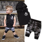 2-Piece Toddler Boys Outfit | Sleeveless Hoodie T-Shirt & Camo Pants Set