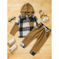2-Piece Toddler Boy Outfit | Plaid Hoodie Sweatshirt & Pants Set