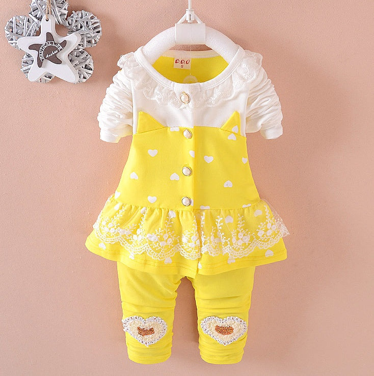Baby Girl Tracksuit Set – 2-Piece Toddler Outfit with Top and Pants | BibiCola Kids Clothing