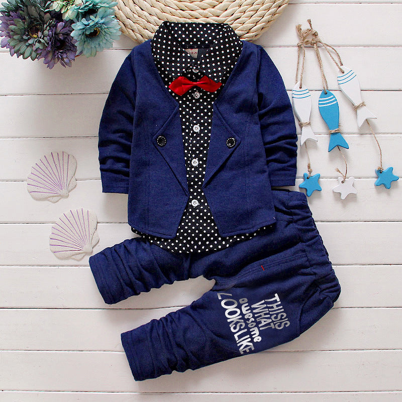 Children’s Suit Set – Bow Tie Sweater & Small Trousers for Kids