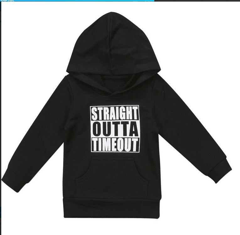 Kids' Hooded Sweater with Letter Print – Casual Pullover for Boys & Girls
