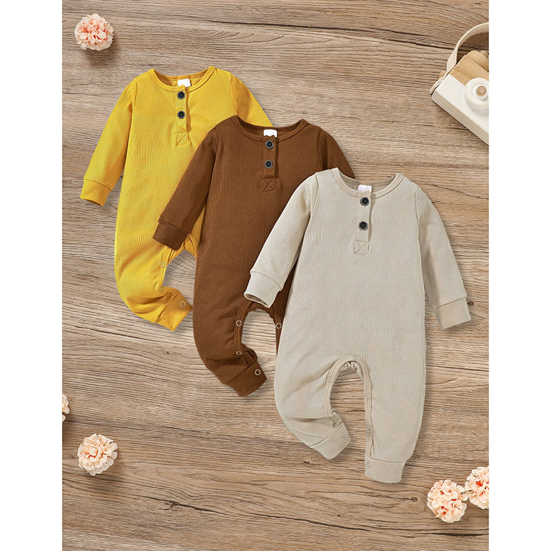 3-Pack Newborn Romper Set | Baby Boys & Girls Ribbed One-Piece Outfits