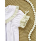 Baby Girl White Lace Romper – Short Sleeve Bubble Jumpsuit for Summer & Weddings