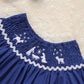 Toddler Infant Girl Christmas Dress – Santa Embroidery Smocked Short Sleeve Party Outfit