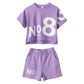 Girls Loose Sports Two-Piece Set – Big Kids Short-Sleeve Top & Shorts Outfit
