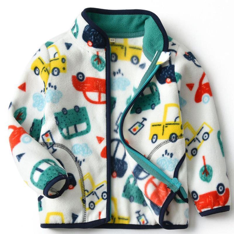 Kids’ Thick Fur Coat – Printed Winter Jacket with Zipper for Boys & Girls