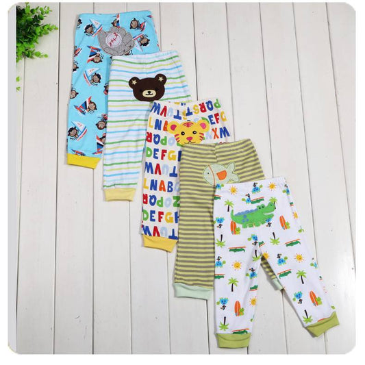 Kids Cartoon Print Leggings Set | 5-Piece Stretch Pants for Girls