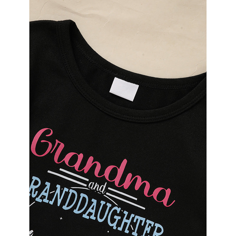 Kid's Grandma and Granddaughter Outfit – Letter & Heart Print Long Sleeve Top and Pants Set (2-Piece Loungewear)