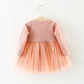 Girls Long Sleeve Princess Dress – Fall Baby Dress with Waist Flowers