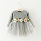 Girls Long Sleeve Princess Dress – Fall Baby Dress with Waist Flowers