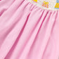 Infant Girls' Cute Birthday Smocked Bubble Romper Short Sleeves Crew Neck Cartoon Embroidery Princess Party Romper Bodysuit