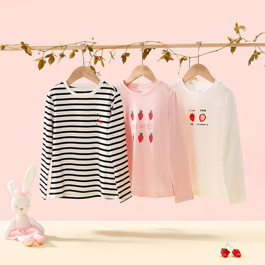 Girls’ Long-Sleeve T-Shirt – Sweet Cotton Bottoming Shirt for Big Kids