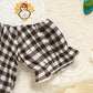 Baby Girl Thanksgiving Dress - Turkey Print Plaid with Short Sleeves, Casual Party Costume