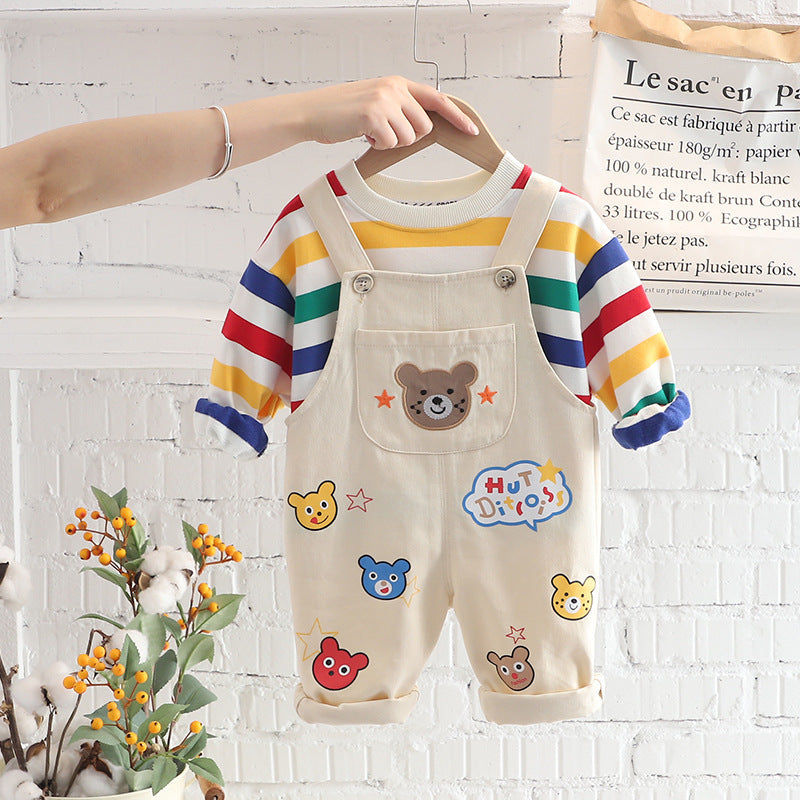Boys’ Overalls Set – Casual Top & Dungarees Outfit for Kids