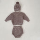 Baby Girl Winter Knitted Outfit – 3-Piece Pullover, Pants & Fur Pom Hat Set