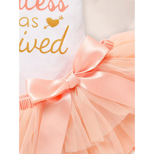 3-Piece Newborn Baby Girl Outfit | Letter Romper, Tutu Skirt & Headband Set