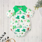 Newborn Baby Boy St. Patrick's Day Outfit – Clover Romper & Suspenders Pants Set