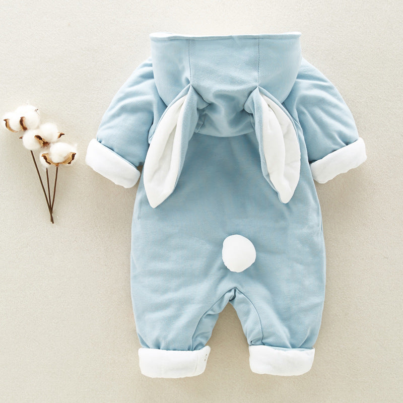 Newborn Baby Cotton Padded Romper – Hooded Chinchilla Thickened Onesie for Climbing