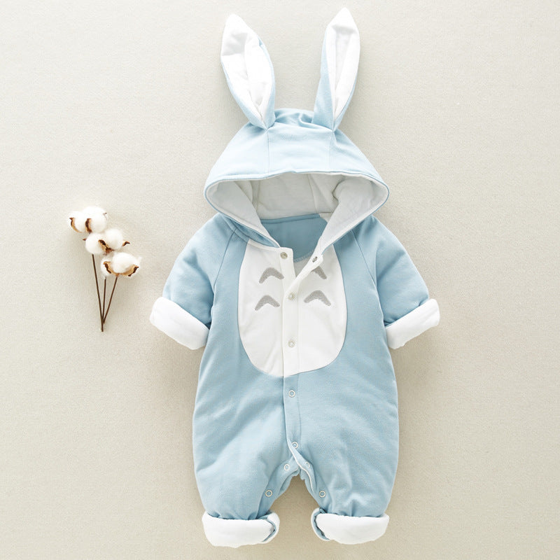 Newborn Baby Cotton Padded Romper – Hooded Chinchilla Thickened Onesie for Climbing