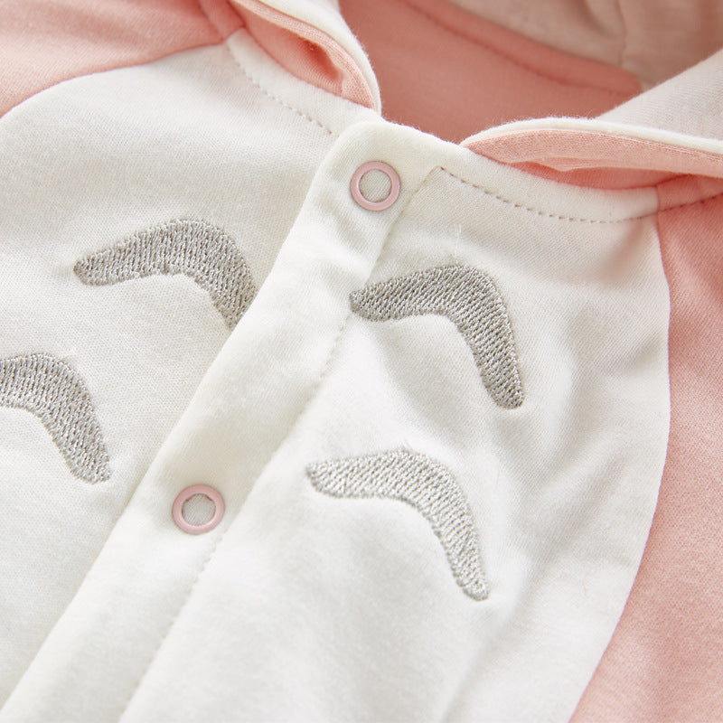 Newborn Baby Cotton Padded Romper – Hooded Chinchilla Thickened Onesie for Climbing
