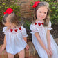 Baby Girl Valentine's Day Dress - Red Heart Embroidery with Headband & Smocked Princess Party Dress