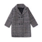 Girls Plaid Winter Coat – Gray Houndstooth Outerwear for Kids