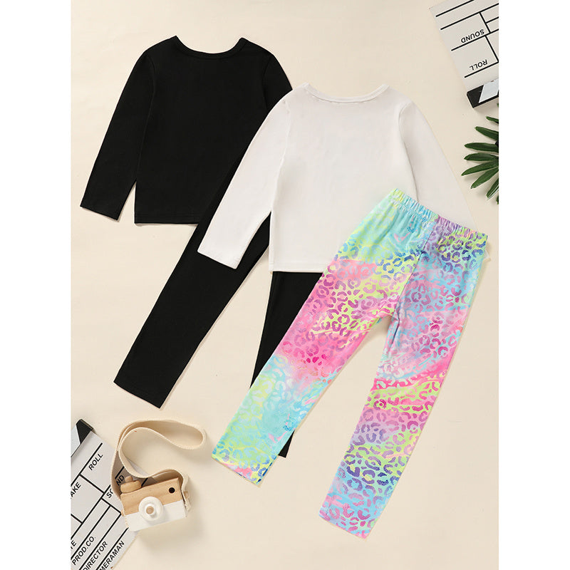 Kid's Grandma and Granddaughter Outfit – Letter & Heart Print Long Sleeve Top and Pants Set (2-Piece Loungewear)