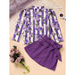 Toddler Girl Outfit Set – Purple Rose Print Top & Belted Skirt | Spring/Fall Holiday Clothes