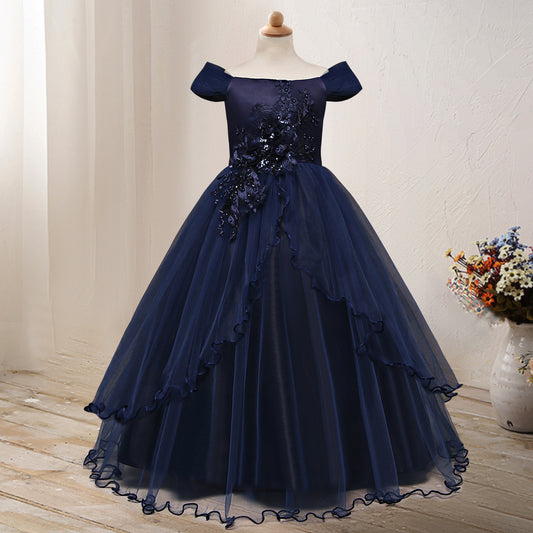 One-Shoulder Princess Flower Girl Dress – Elegant Costume for Parties & Weddings