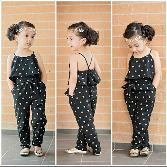 Girls Summer Polka Dot Jumpsuit Set – Sleeveless Cotton Outfit for Kids