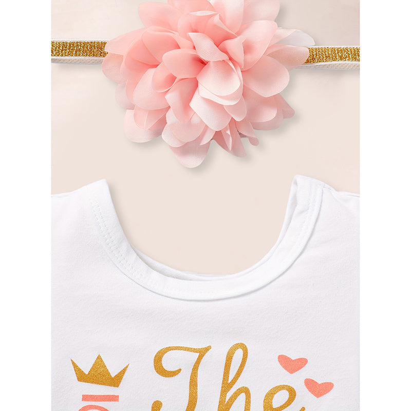 3-Piece Newborn Baby Girl Outfit | Letter Romper, Tutu Skirt & Headband Set