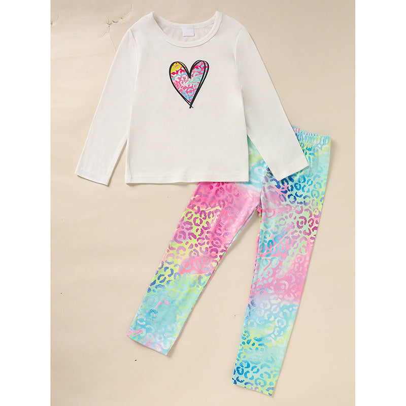 Kid's Grandma and Granddaughter Outfit – Letter & Heart Print Long Sleeve Top and Pants Set (2-Piece Loungewear)