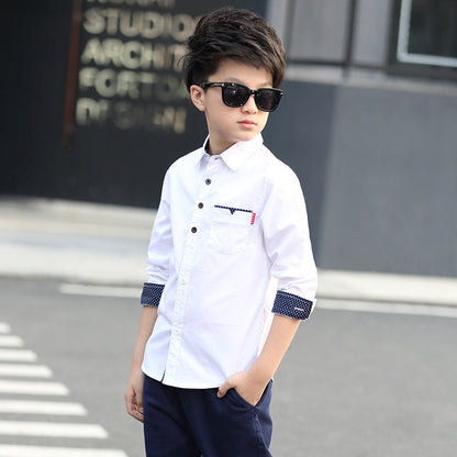 Polka Dot Shirt for Kids – Trendy Lapel Top for Spring & Autumn