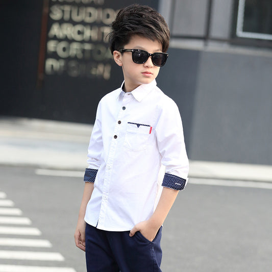 Polka Dot Shirt for Kids – Trendy Lapel Top for Spring & Autumn