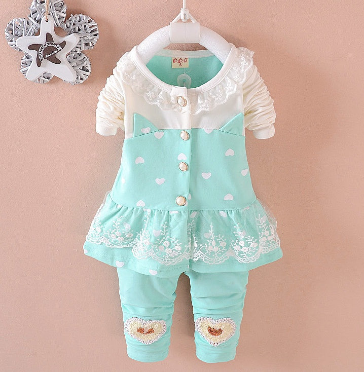 Baby Girl Tracksuit Set – 2-Piece Toddler Outfit with Top and Pants | BibiCola Kids Clothing