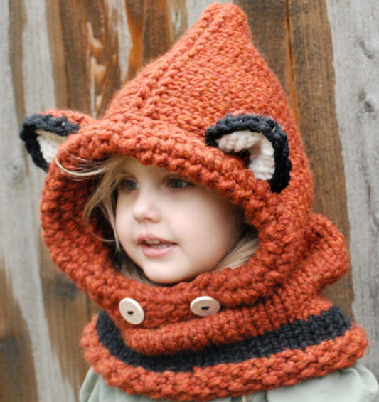 Children’s Wool Knit Hat – Hand-Knitted Warm Earmuffs & Cape Cap