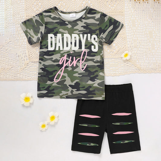 Toddler Girls Father’s Day Outfit – ‘Daddy’s Girl’ Letter Top & Pants Set