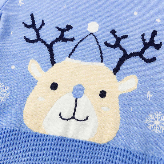 Christmas Snowflake Fawn Sweater – Cozy Winter Holiday Knit for Kids
