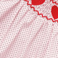 Newborn Baby Girls Valentine’s Day Smocked Romper – Short Sleeve Heart Embroidery Jumpsuit