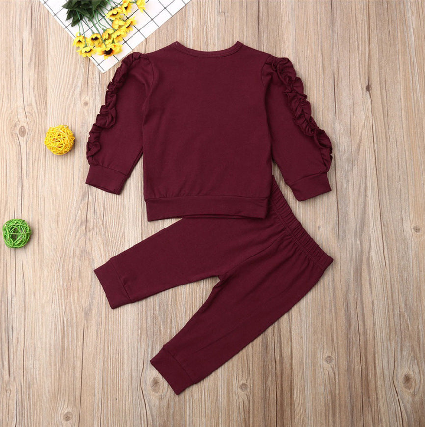 Baby Fall Outfit Set – 2-Piece Ruffle Jumper & Pants with Sweatshirt