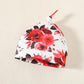 Newborn Baby Girl “Hello I’m New Here” Outfit – Romper, Floral Pants, Hat & Headband Set