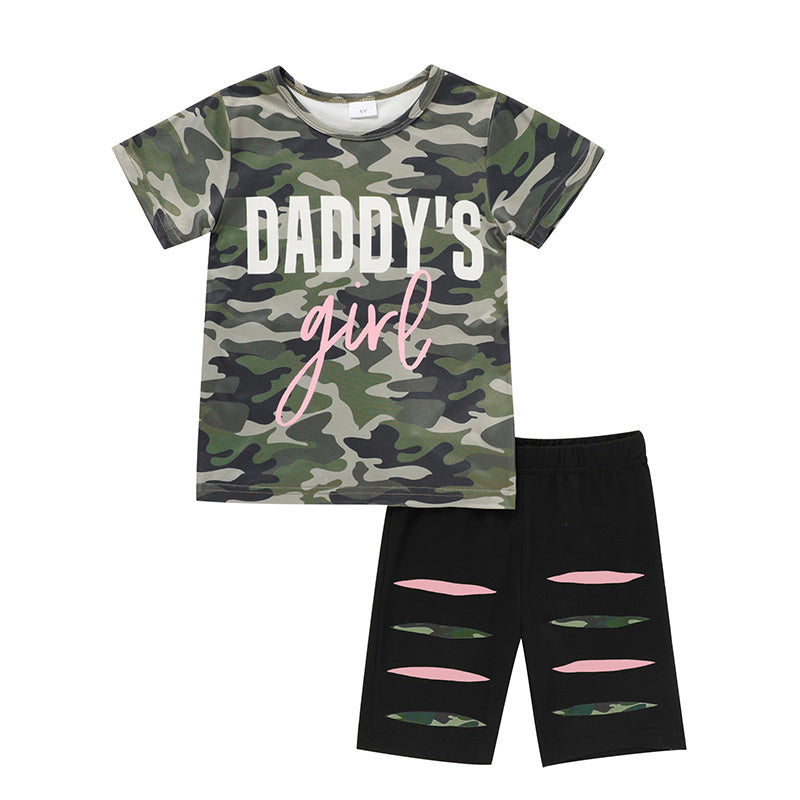 Toddler Girls Father’s Day Outfit – ‘Daddy’s Girl’ Letter Top & Pants Set