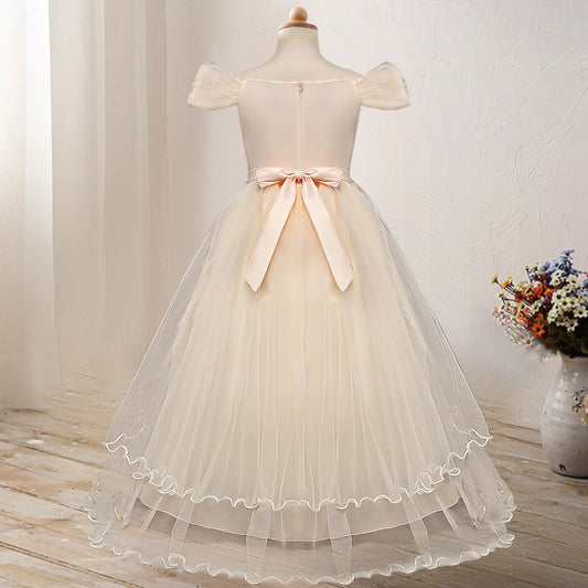 One-Shoulder Princess Flower Girl Dress – Elegant Costume for Parties & Weddings