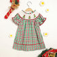 Toddler Infant Baby Girls Christmas Dress – Plaid Short Sleeve Christmas Tree Embroidered Party Outfit