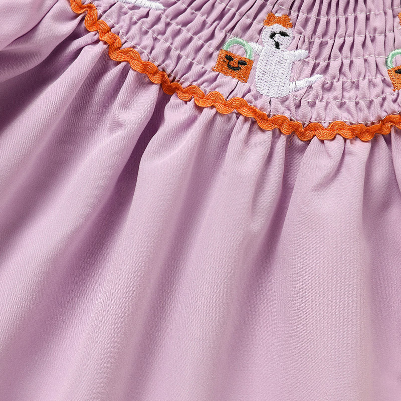 Baby Girl Halloween Dress – Ghost Embroidery with Headband Costume