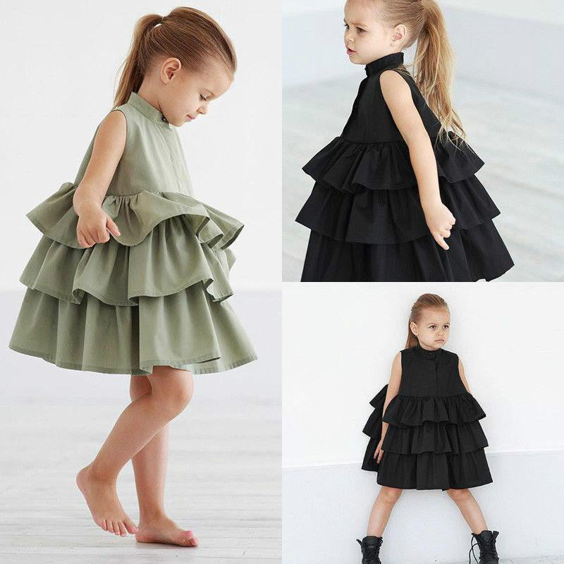 Girls Solid Color Sleeveless Dress – Simple Fashion for Small & Medium Kids